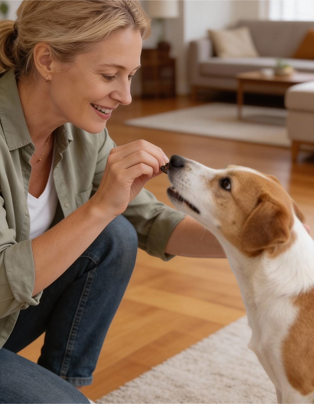 ženska dodaja vitamine psu